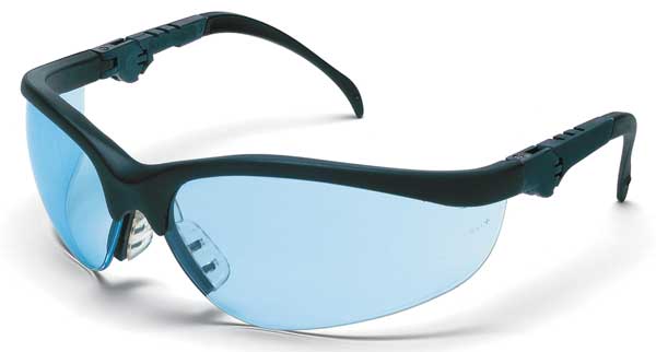 Safety Glasses, Wraparound Light Blue Polycarbonate Lens, Scratch-Resistant