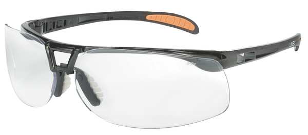 Safety Glasses, Wraparound Clear Polycarbonate Lens, Scratch-Resistant
