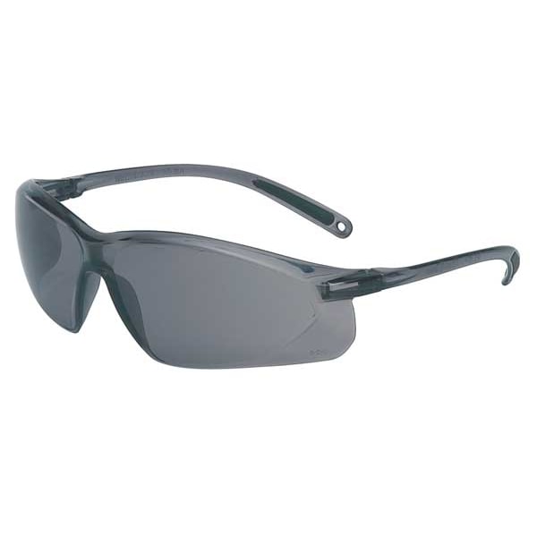 Safety Glasses, Wraparound TSR Gray Polycarbonate Lens, Scratch-Resistant
