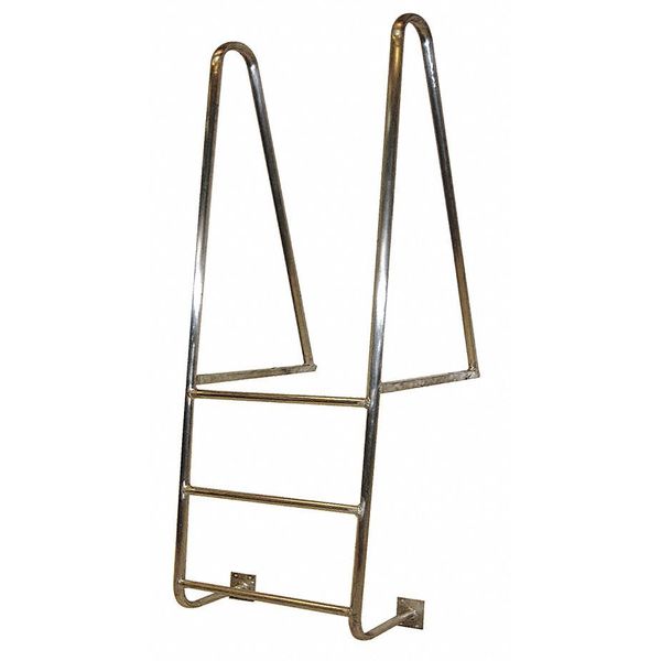 6 ft Fixed Ladder, Aluminum, 3 Steps, Top Exit, Aluminum Finish