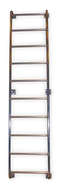12 ft 2 in Fixed Ladder, Aluminum, 12 Steps, Side Step Exit, Aluminum Finish