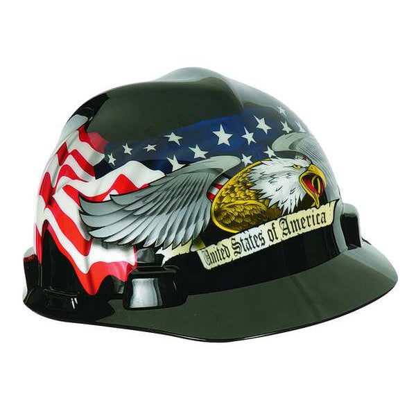 Front Brim Hard Hat, Type 1, Class E, Ratchet (4-Point), Black