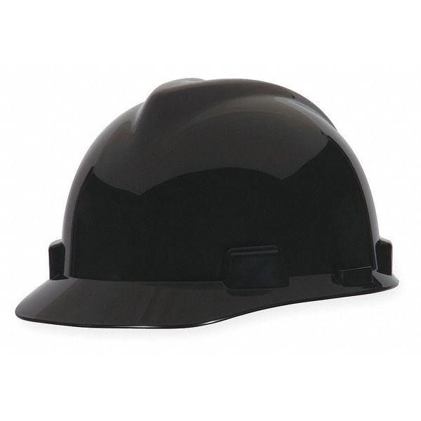 Front Brim Hard Hat, V-Gard, Slotted Cap, Type 1, Class E, Fas-Trac Ratchet Suspension, Black