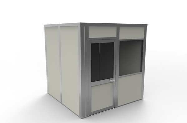 4-Wall Modular In-Plant Office, 8 ft H, 8 ft W, 8 ft D, Gray