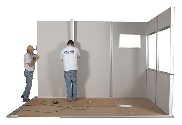 4-Wall Modular In-Plant Office, 8 ft H, 8 ft W, 8 ft D, Gray
