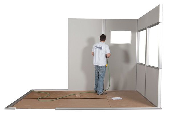 4-Wall Modular In-Plant Office, 8 ft H, 8 ft W, 8 ft D, Gray