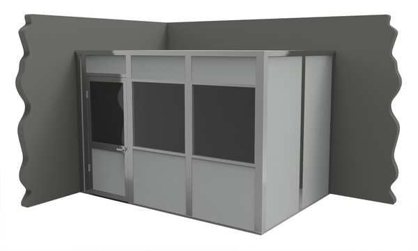 2-Wall Modular In-Plant Office, 8 ft H, 12 ft W, 8 ft D, Gray