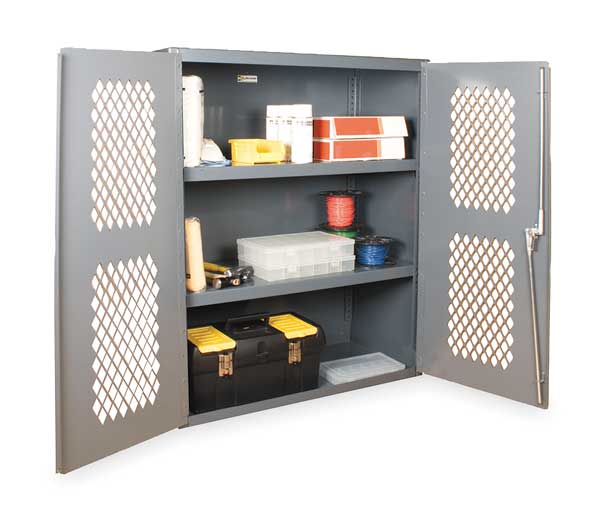 14 ga. ga. Steel Storage Cabinet, 36 in W, 42 in H, Stationary