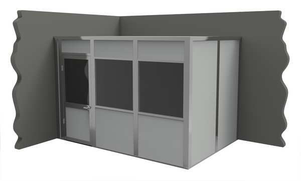 2-Wall Modular In-Plant Office, 8 ft H, 12 ft W, 8 ft D, Gray