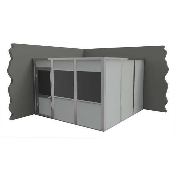 2-Wall Modular In-Plant Office, 8 ft H, 12 ft W, 12 ft D, Gray