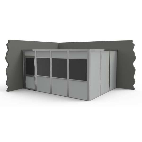 2-Wall Modular In-Plant Office, 8 ft H, 16 ft W, 12 ft D, Gray