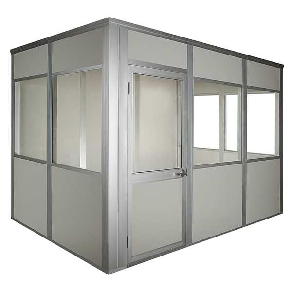 4-Wall Modular In-Plant Office, 8 ft H, 8 ft W, 8 ft D, Gray