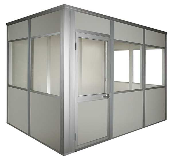2-Wall Modular In-Plant Office, 8 ft H, 8 ft W, 8 ft D, Gray