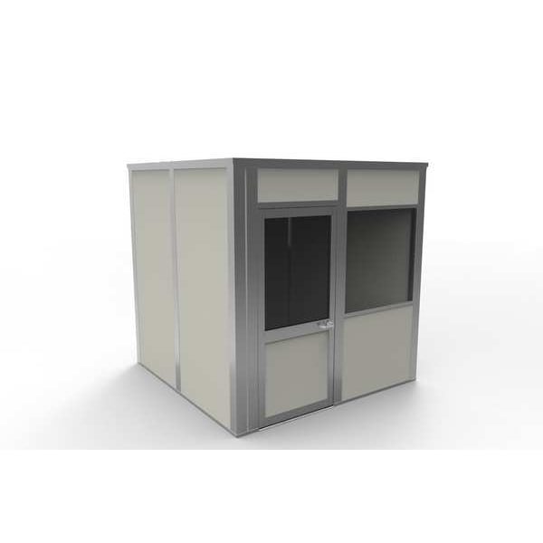 4-Wall Modular In-Plant Office, 8 ft H, 8 ft W, 8 ft D, Gray