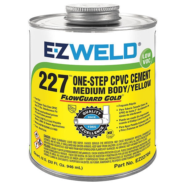 CPVC One-Step Cement, 32 Oz, Yellow