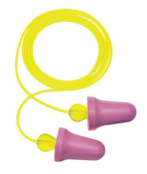 Reusable Corded Ear Plugs, Bell Shape, 29 dB, 100 Pairs, Purple