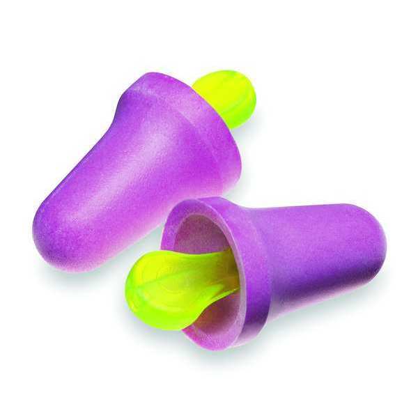 No-Touch Disposable Uncorded Ear Plugs, Bell Shape, NRR 29 dB, M, Purple, 100 Pairs