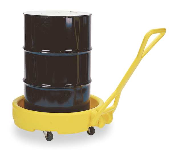 Mobile Drum Spill Dolly, 31 in Inside Diameter, 12 Gallon Sump Capacity, Polyethylene, Yellow