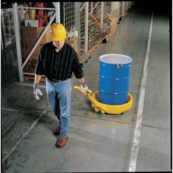 Mobile Drum Spill Dolly, 31 in Inside Diameter, 12 Gallon Sump Capacity, Polyethylene, Yellow