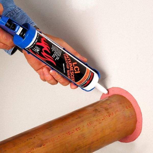 Fire Barrier Sealant, Caulk, Up to 4 hour Fire Rating, Intumescent, Watertight, 10.1 oz, Red