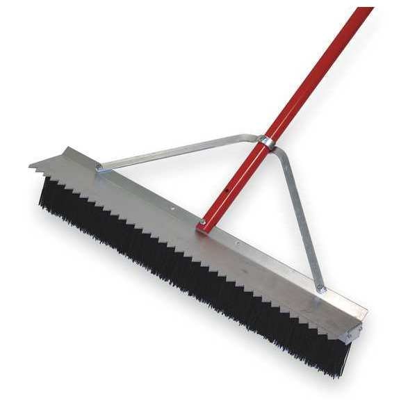 28 in Sweep Face Broom, Stiff, Synthetic, Black