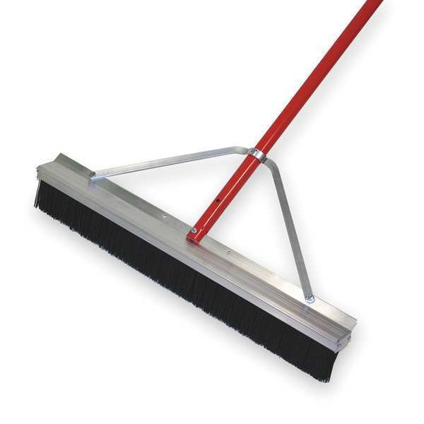 28 in Sweep Face Broom, Stiff, Synthetic, Black