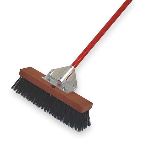 16 in Sweep Face Broom, Stiff, Synthetic, Black