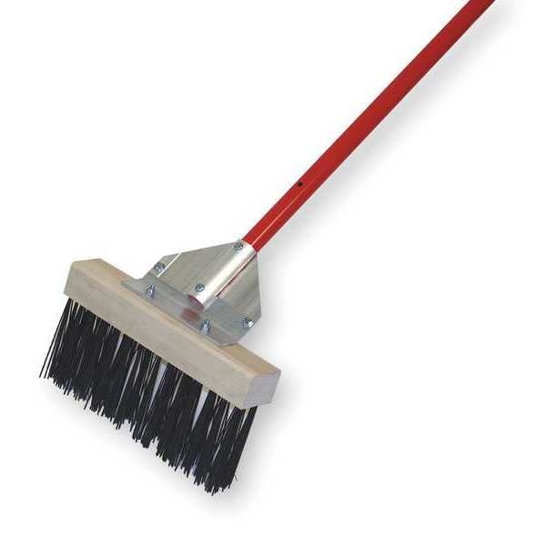 12 in Sweep Face Broom, Stiff, Synthetic, Black