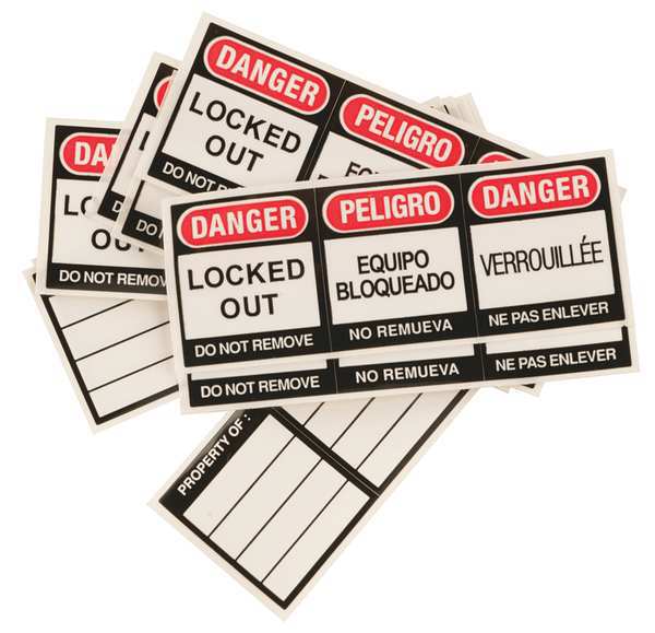 Lockout Label, 1-1/8 In. H, 3 In. W, PK6
