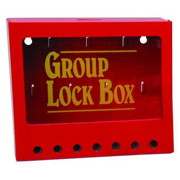 Group Lockout Box, 7 Locks Max, Red