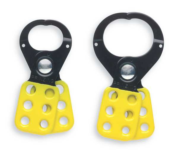 Lockout Hasp, Standard, 6 Lock, 5 In. L, Color: Yellow