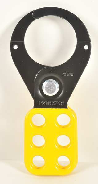 Lockout Hasp, Standard, 6 Lock, 5 In. L, Color: Yellow