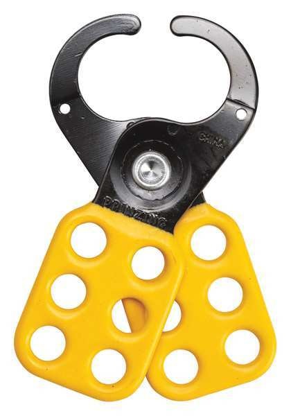 Lockout Hasp, Standard, 6 Lock, 5 In. L, Color: Yellow