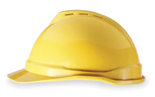 Front Brim Hard Hat, Type 1, Class C, Ratchet (4-Point), Yellow