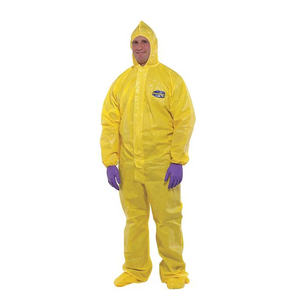 Hooded Disposable Coveralls, 12 PK, Yellow, KleenGuard A70, Zipper