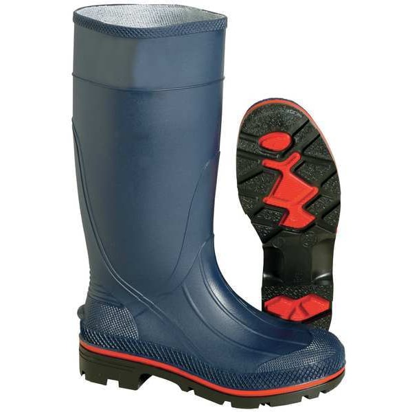 MAX Plain-Toe Women's Work Boots, PVC, Chemical-Resistant, 15 in H, Navy/Red/Black, Size 11, 1 Pair
