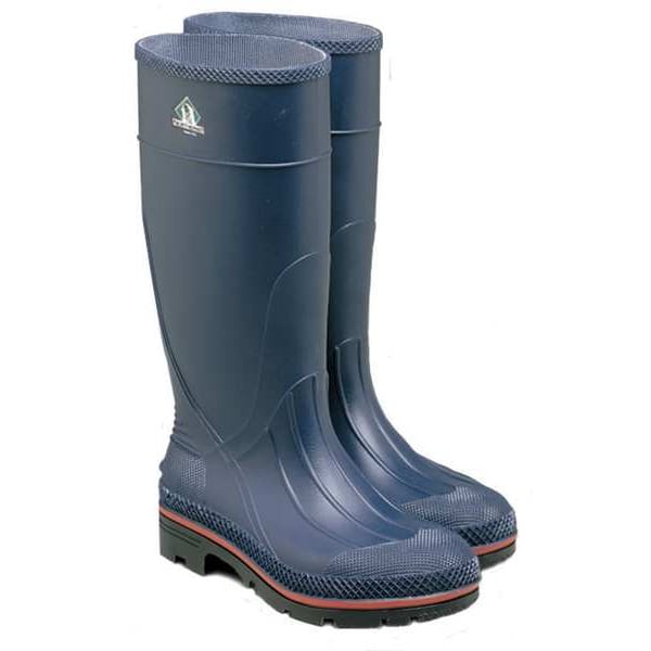 MAX Plain-Toe Women's Work Boots, PVC, Chemical-Resistant, 15 in H, Navy/Red/Black, Size 11, 1 Pair