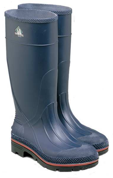 MAX Plain-Toe Women's Work Boots, PVC, Chemical-Resistant, 15 in H, Navy/Red/Black, Size 9, 1 Pair