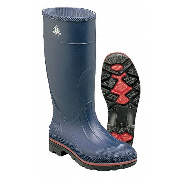 MAX Plain-Toe Women's Work Boots, PVC, Chemical-Resistant, 15 in H, Navy/Red/Black, Size 8, 1 Pair