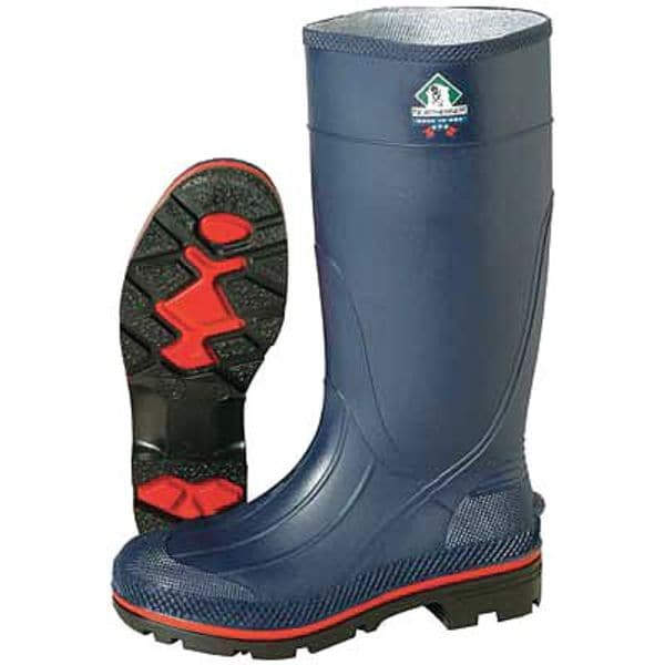 MAX Plain-Toe Women's Work Boots, PVC, Chemical-Resistant, 15 in H, Navy/Red/Black, Size 11, 1 Pair