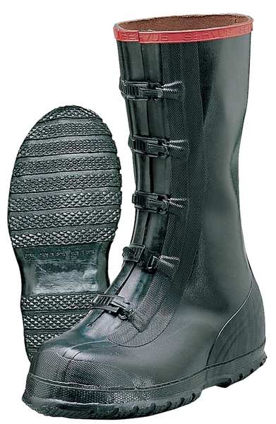 Overboot, Men, 12, 5-Buckle, Blk, Rubber, PR