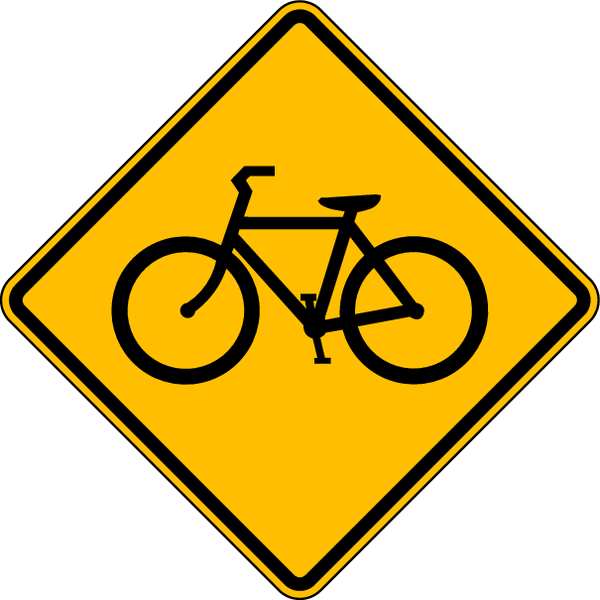 Bike Crossing Pictogram Traffic Sign, 24 in H, 24 in W, Aluminum, Diamond, No Text, W11-1-24DA