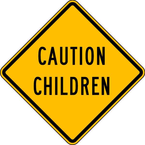 Caution Children Traffic Sign, 24 in H, 24 in W, Aluminum, Diamond, English, LW9-11A-24DA