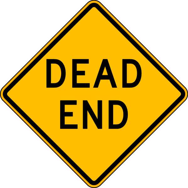 Dead End Traffic Sign, 24 in H, 24 in W, Aluminum, Diamond, English, W14-1-24HA
