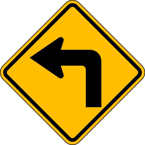 Left Turn Traffic Sign, 24 in H, 24 in W, Aluminum, Diamond, No Text, W1-1L-24DA