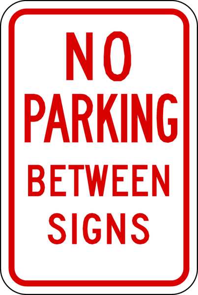 No Parking Between Parking Sign, 18