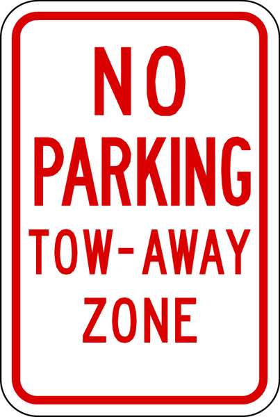 Tow Zone No Parking Sign, 18