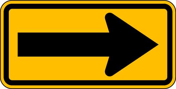 Arrow Traffic Sign, 12 in H, 24 in W, Aluminum, Horizontal Rectangle, No Text, W1-6-24DA