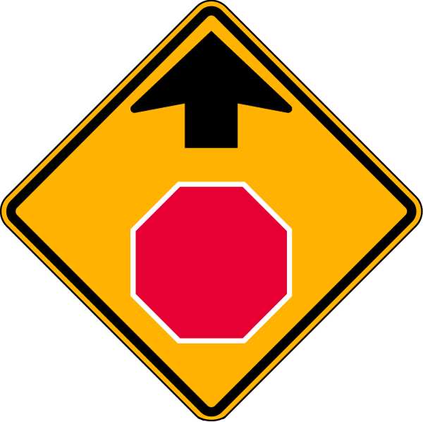 Stop Sign Ahead Pictogram Sign, 30