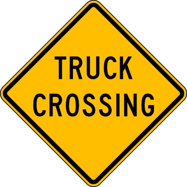 Truck Crossing Traffic Sign, 24 in H, 24 in W, Aluminum, Diamond, English, W11-10TC-24DA